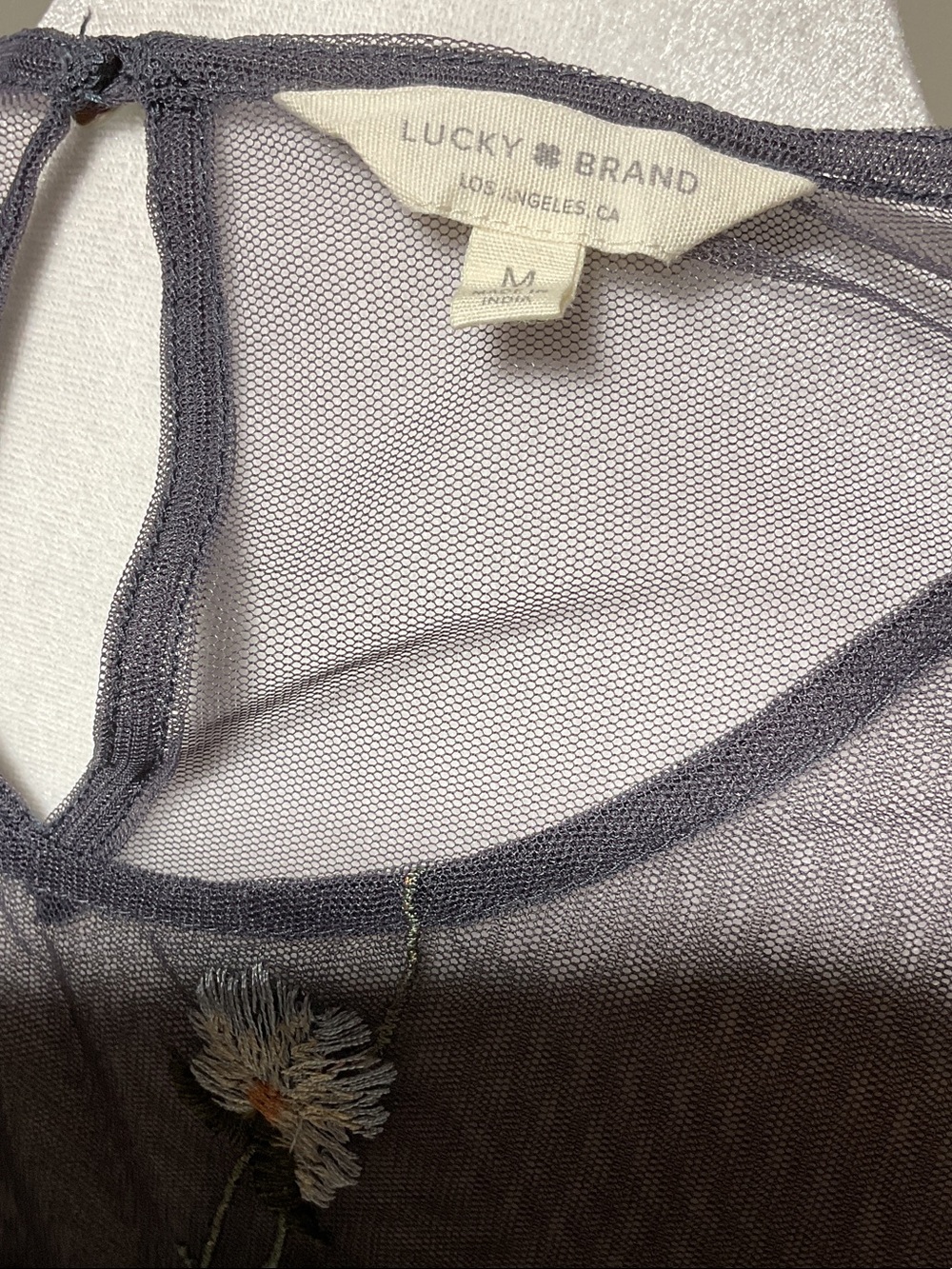 Lucky Brand Sheer Embroidered Blouse - Picture 9 of 11